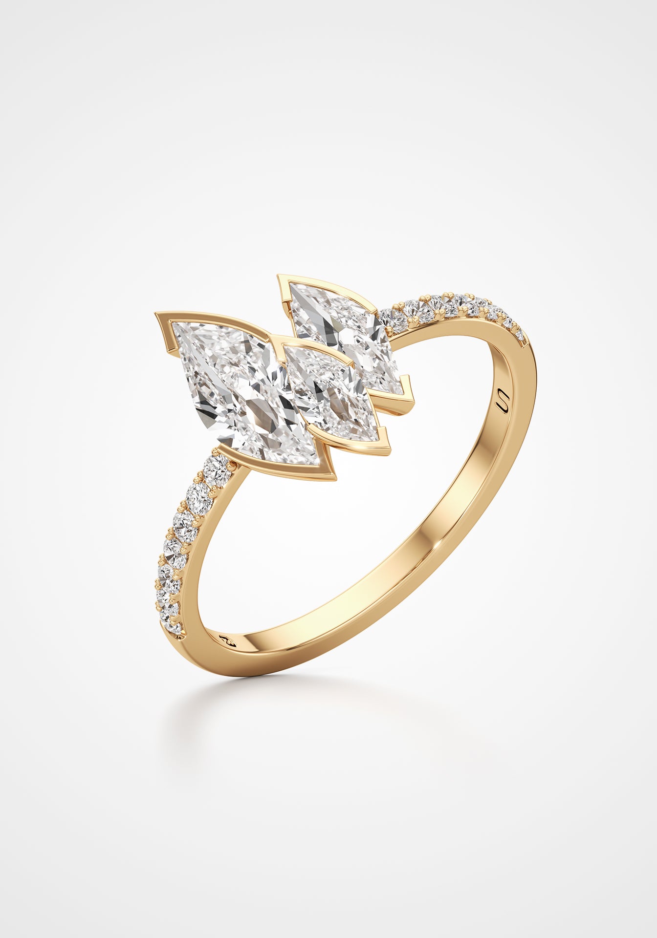 Flame Ember, 18K Yellow Gold + Diamond Pavé Ring