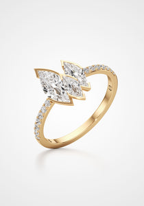 Flame Ember, 18K Yellow Gold + Diamond Pavé Ring