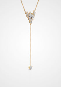 Flame Royale, 18K Yellow Gold + Diamond Lariat Necklace