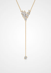 Flame Royale, 18K Yellow Gold + Diamond Lariat Necklace