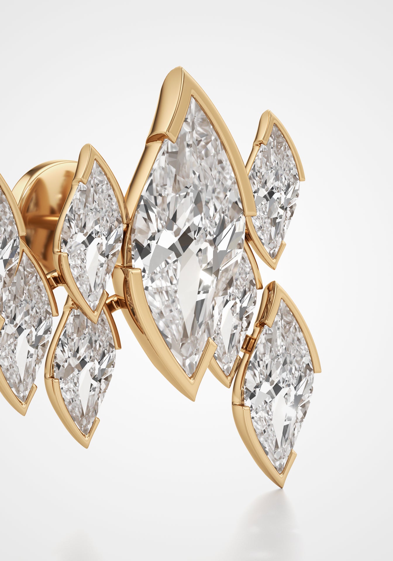 Flame Royale Spark, 18K Yellow Gold + Diamond Earrings