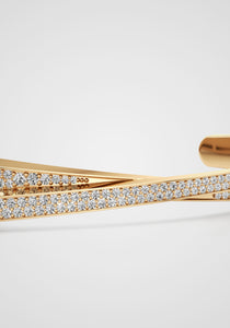 Infinite, 18K Yellow Gold + Pavé Diamond Bangle