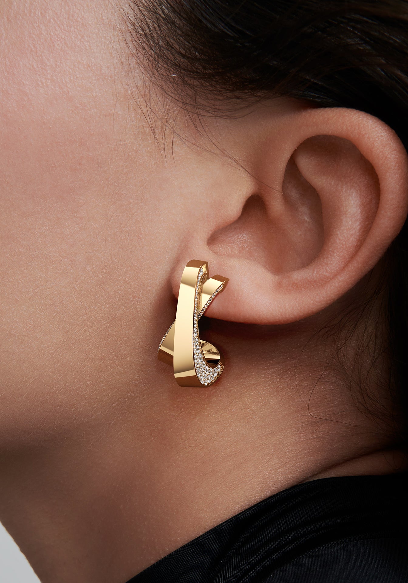 Infinite Demi, 18K Yellow Gold + Diamond Pavé Earrings