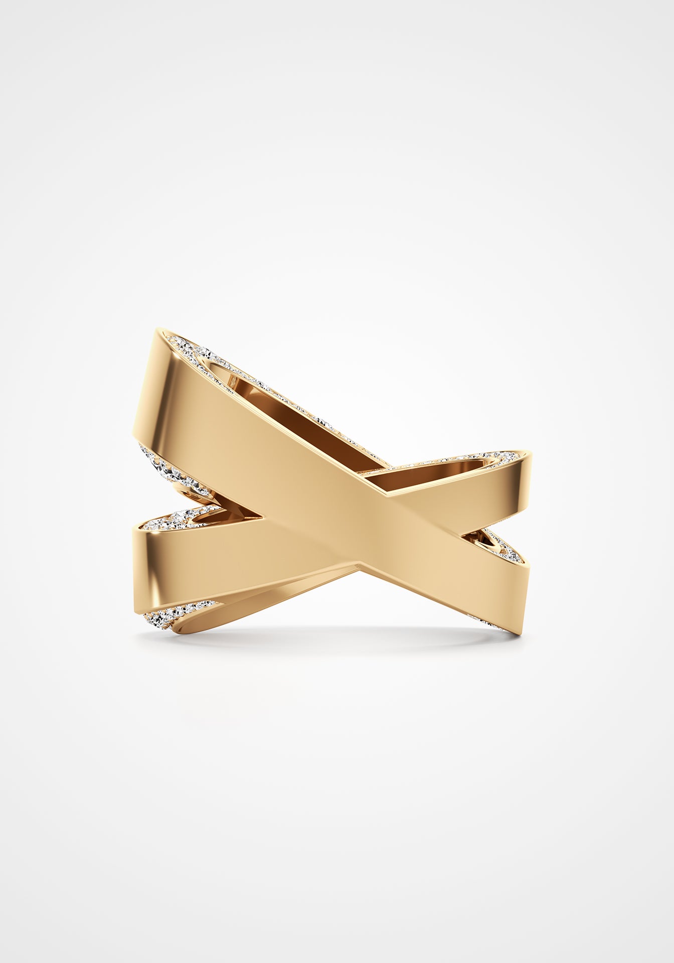 Infinite, 18K Yellow Gold + Pavé Diamond Demi Ring