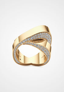 Infinite, 18K Yellow Gold + Pavé Diamond Demi Ring