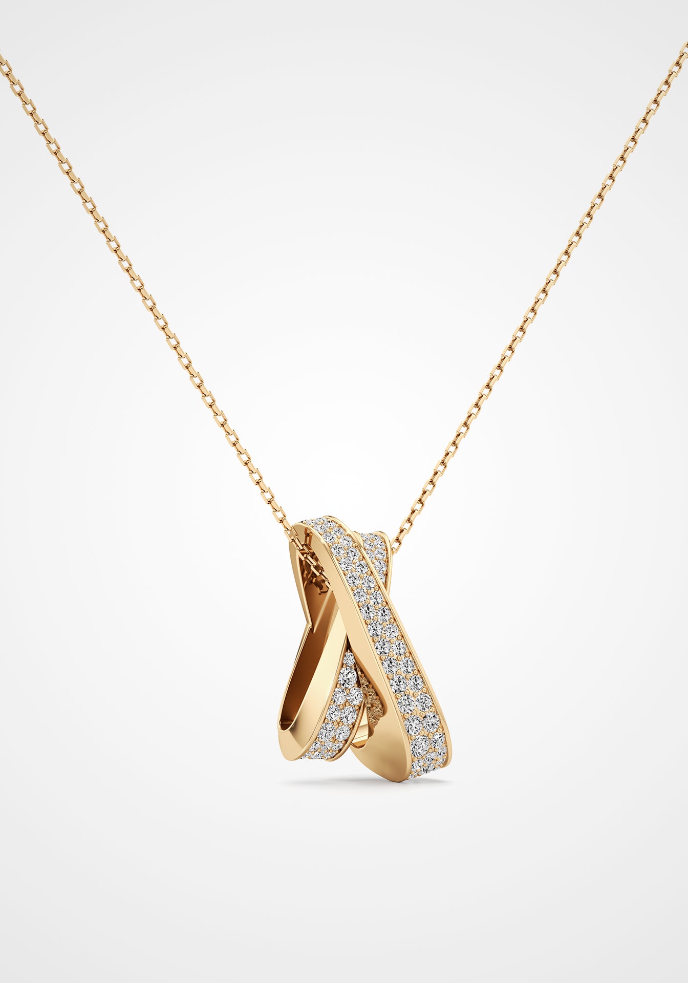 Infinite, 18K Yellow Gold + Pavé Diamond Demi Pendant Necklace