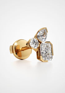 Meta, 18K Yellow Gold + Diamond Cluster Studs