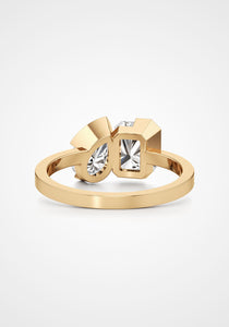 Meta Zinnia, 18K Yellow Gold + Pavé Diamond Ring