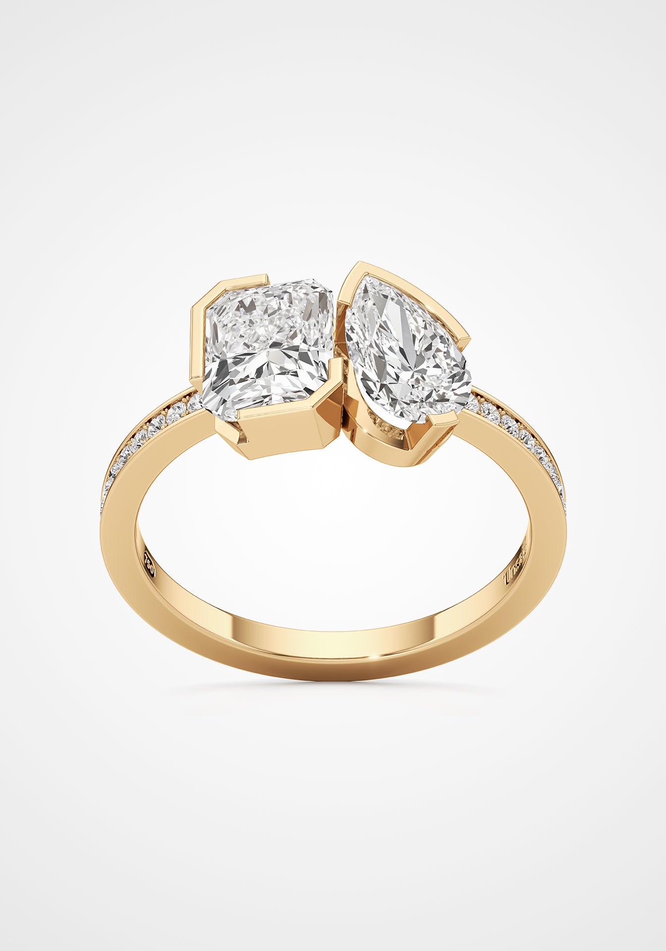 Meta Zinnia, 18K Yellow Gold + Pavé Diamond Ring