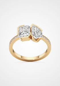 Meta Zinnia, 18K Yellow Gold + Pavé Diamond Ring