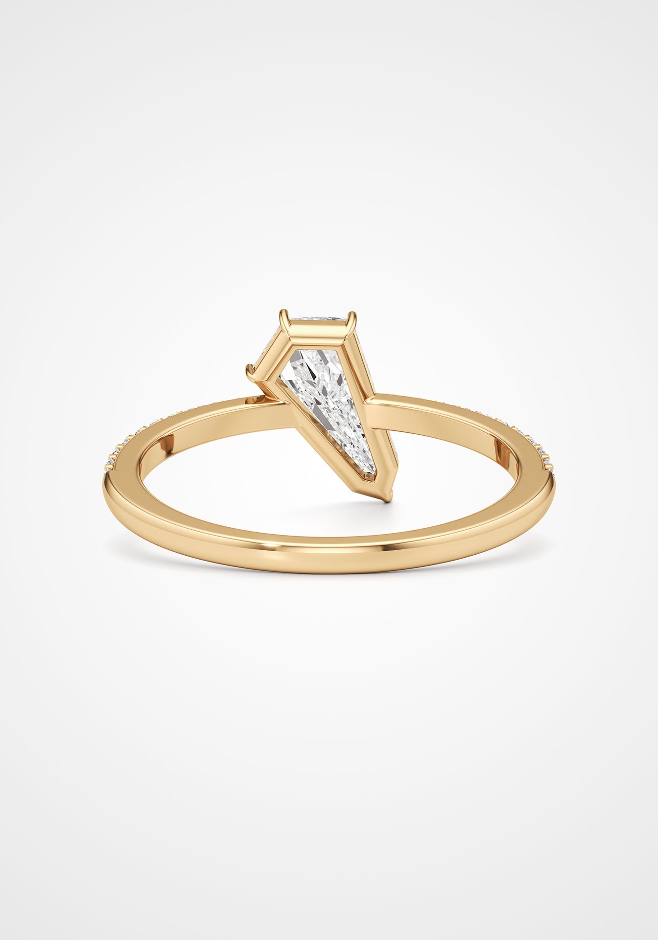 Phoenix, 18K Yellow Gold + Diamond Solitaire Slant Ring