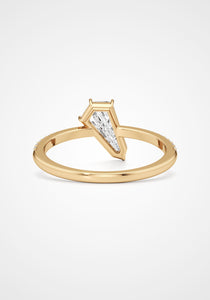 Phoenix, 18K Yellow Gold + Diamond Solitaire Slant Ring