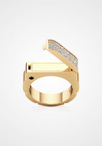 Secret Lock, 18K Yellow Gold + Diamond Ring