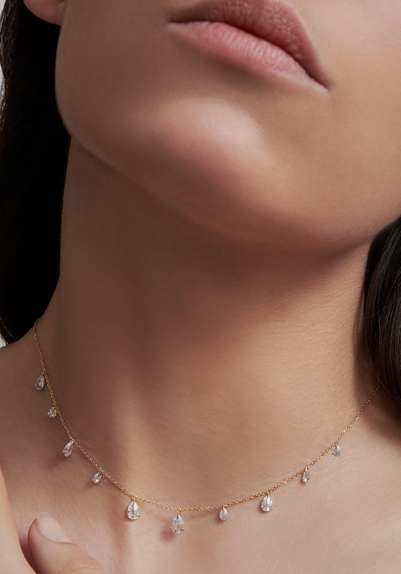 Tear Charm, 18K Yellow Gold + Diamond Necklace