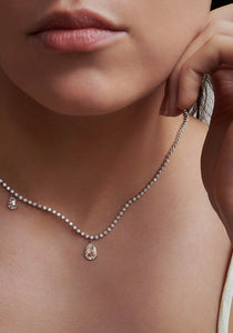 Tear, 18K Yellow Gold + Diamond Curve Necklace