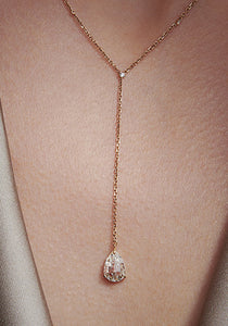 Tear, 18K Yellow Gold + Diamond Lariat Necklace