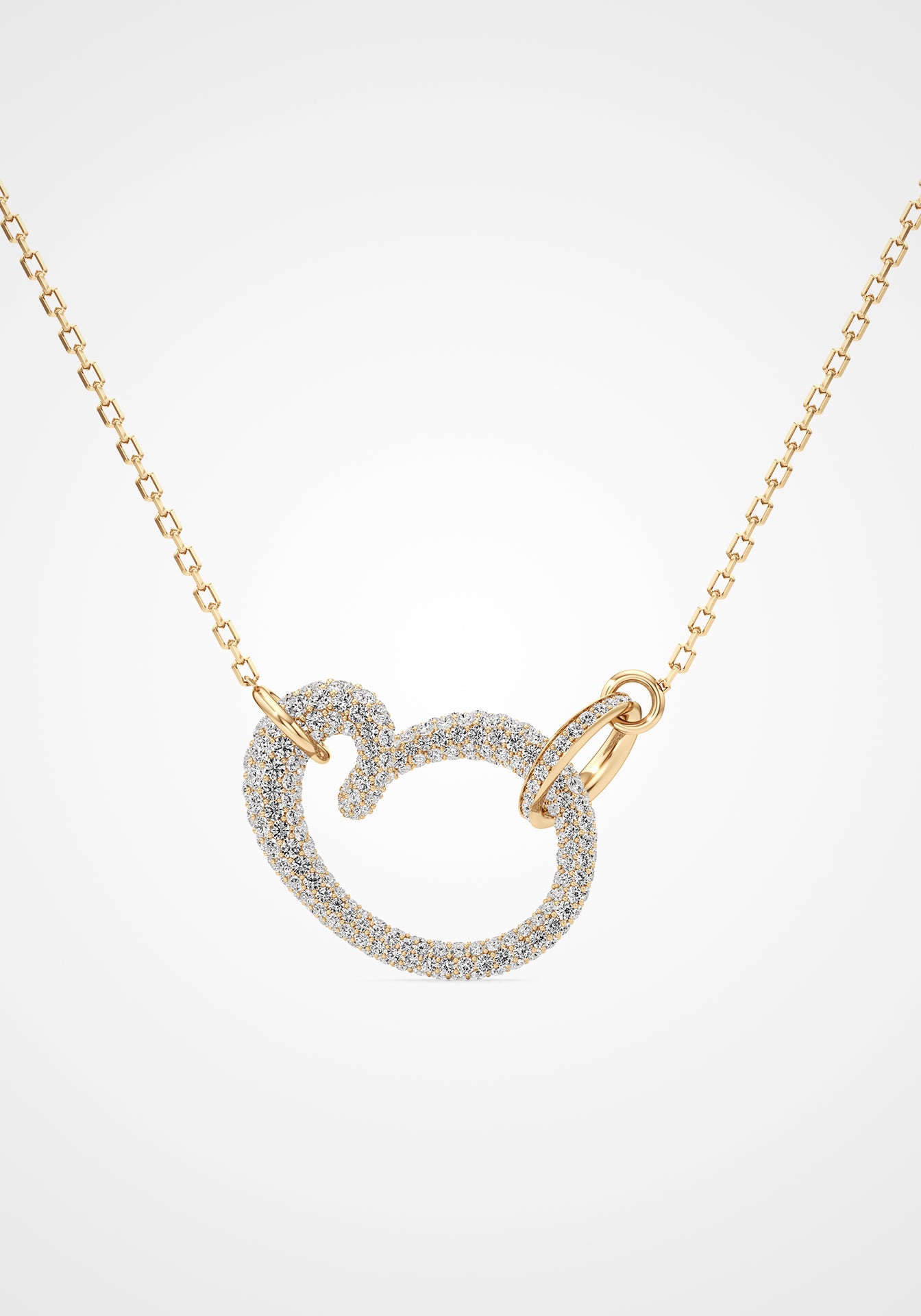 Whirlwind Floating Heart, 18K Yellow Gold Pavé Diamond Pendant
