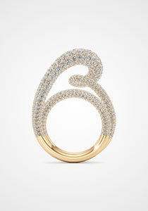 Whirlwind Twist, 18K Yellow Gold + Pavé Diamond Ring