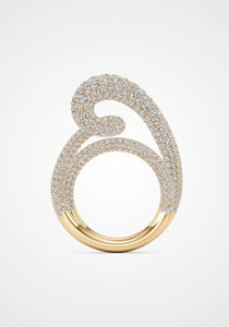 Whirlwind Twist, 18K Yellow Gold + Pavé Diamond Ring