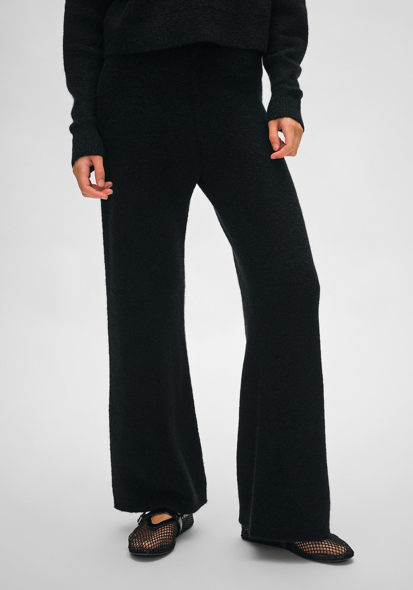 Merino Cashmere Boucle Wide Leg Pant