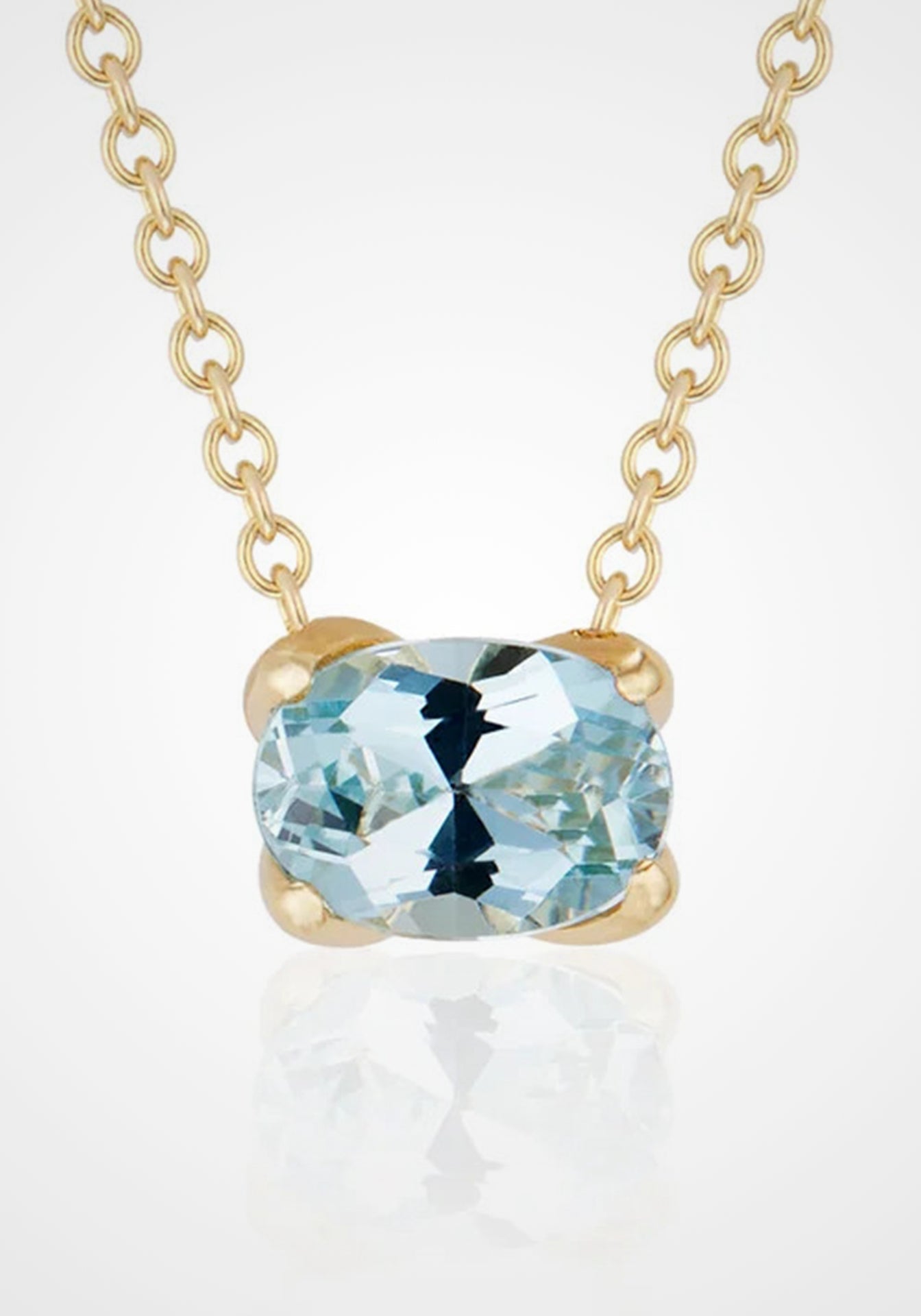 H, 18K Yellow Gold + Aquamarine Necklace