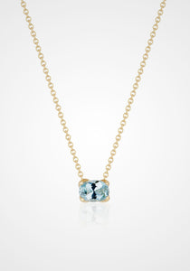 H, 18K Yellow Gold + Aquamarine Necklace