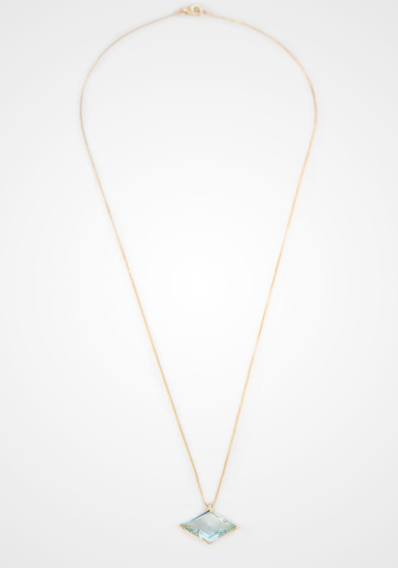 Aquamarine Diamond Contour, 18K Yellow Gold Necklace