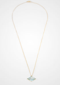 Aquamarine Diamond Contour, 18K Yellow Gold Necklace