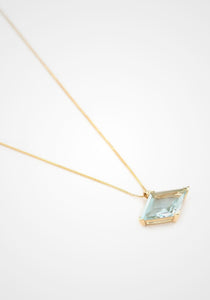 Aquamarine Diamond Contour, 18K Yellow Gold Necklace