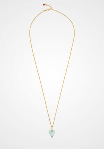 Aquamarine + Diamond Contour Bar, 18K Yellow Gold Pendant Necklace