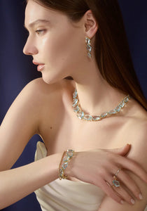 Aquamarine + Diamond Contour, 18K Yellow Gold Bracelet