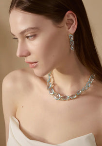 Aquamarine + Diamond Contour, 18K Yellow Gold Earrings