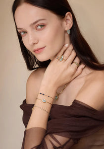 Aquamarine + Diamond Contour, 18K Yellow Gold Earrings