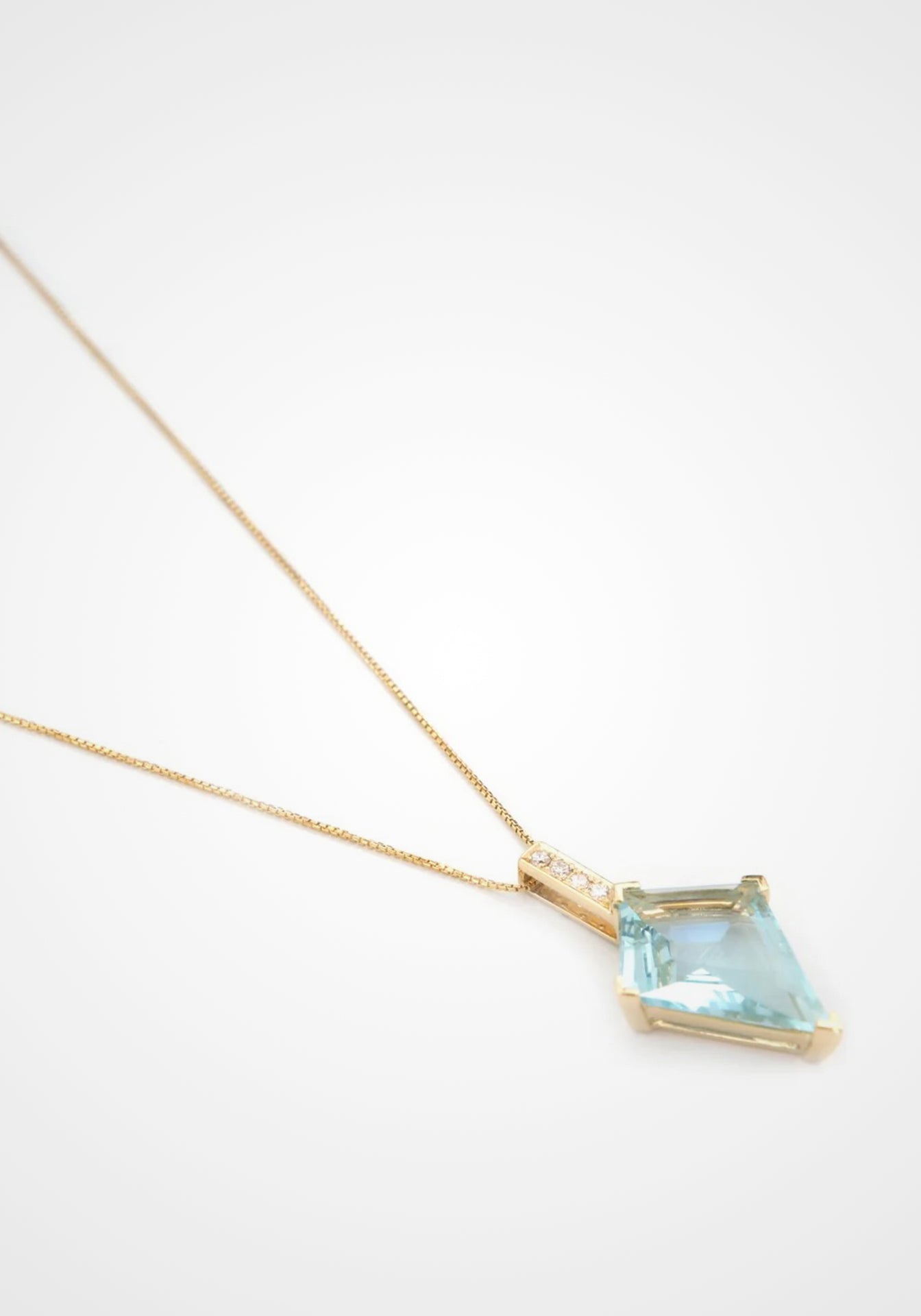 Aquamarine + Diamond Contour Kite, 18K Yellow Gold Necklace