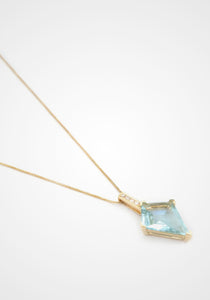 Aquamarine + Diamond Contour Kite, 18K Yellow Gold Necklace