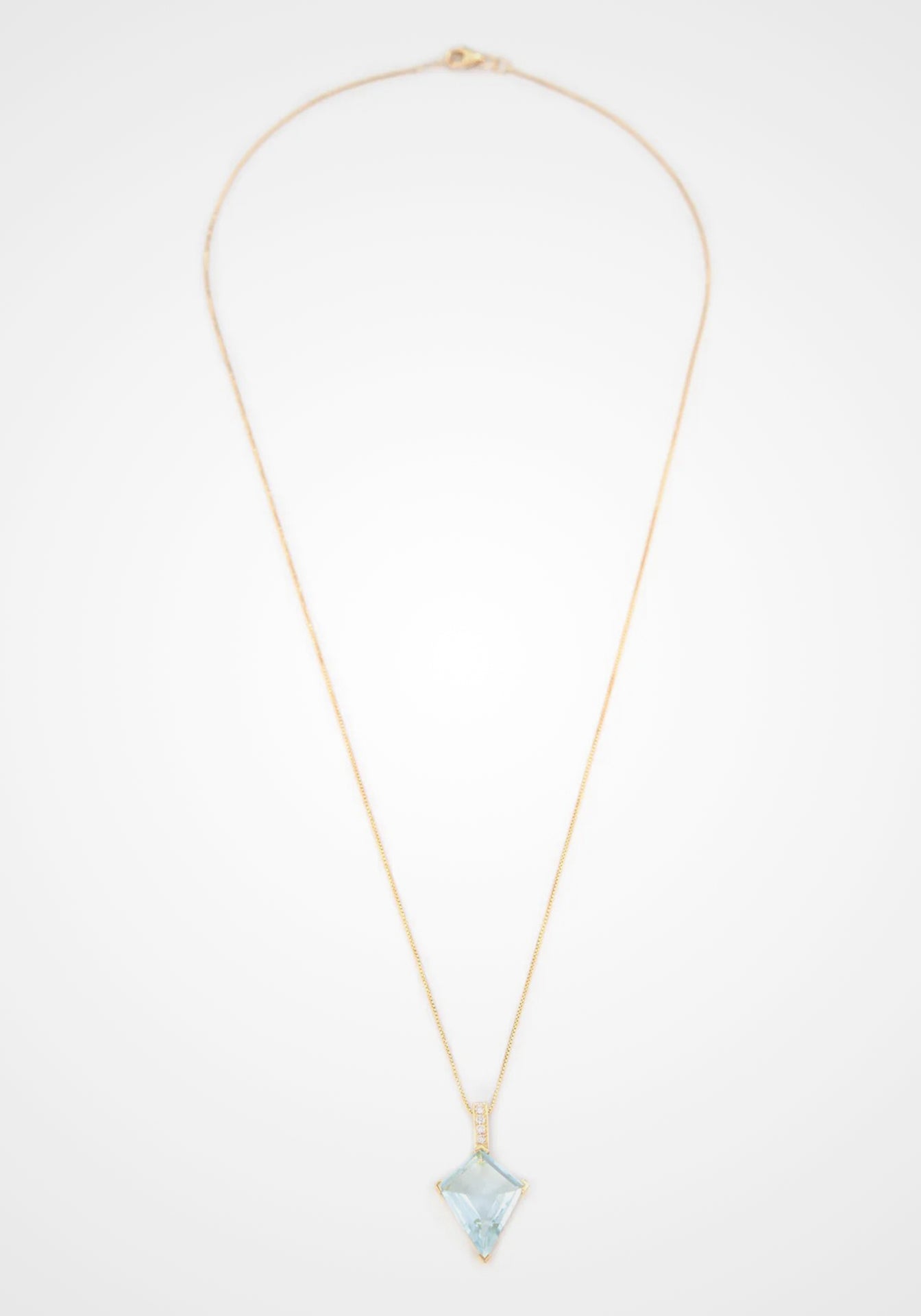 Aquamarine + Diamond Contour Kite, 18K Yellow Gold Necklace