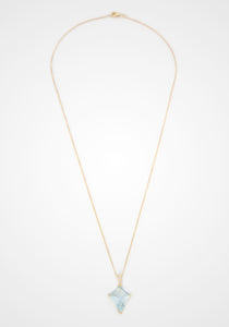 Aquamarine + Diamond Contour Kite, 18K Yellow Gold Necklace