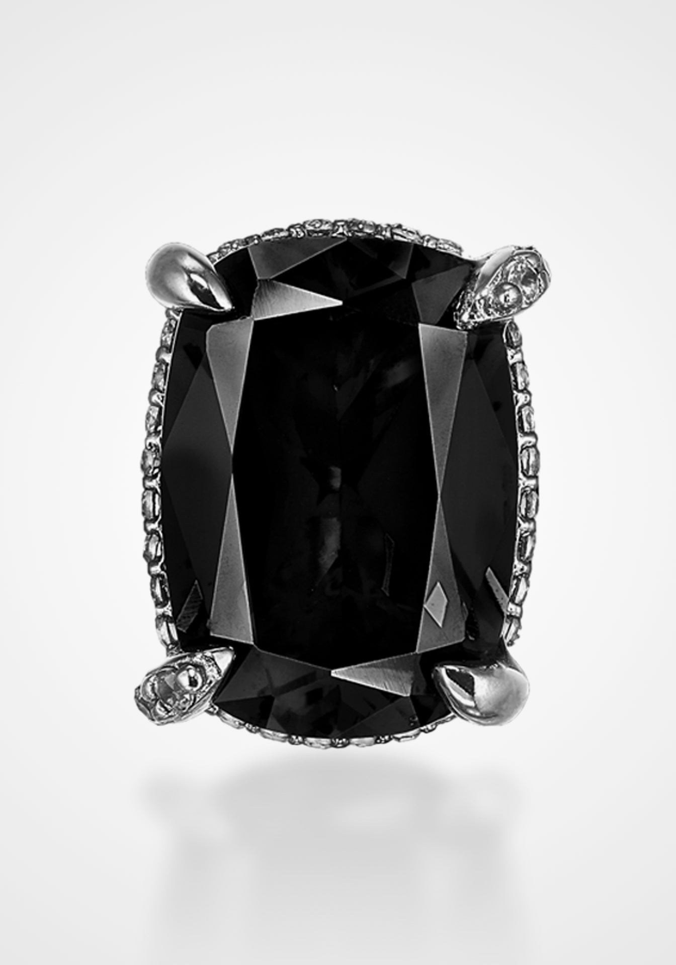 Cushion Wing, 18K White Gold Vermeil + Black Diamond Studs