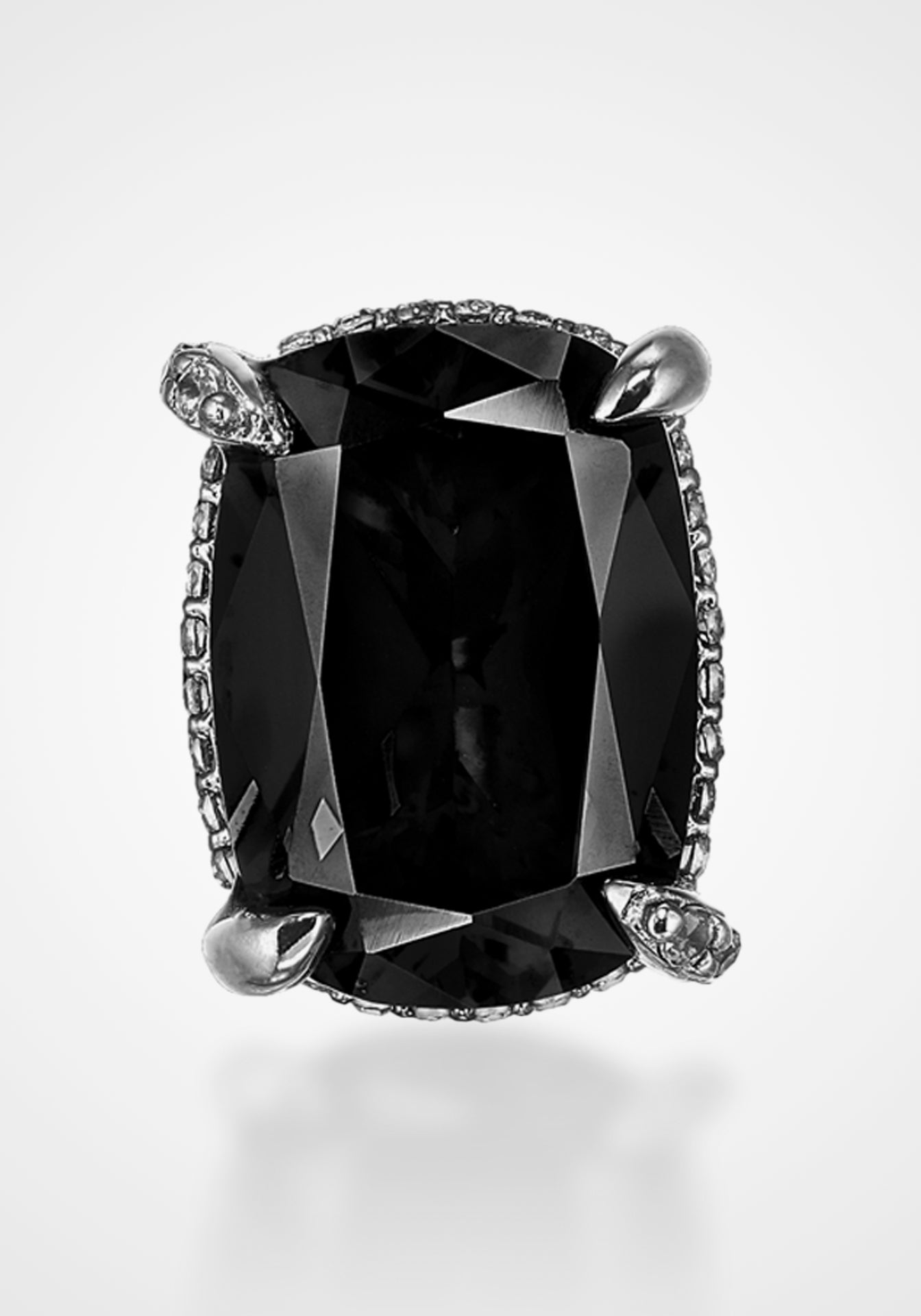 Cushion Wing, 18K White Gold Vermeil + Black Diamond Studs