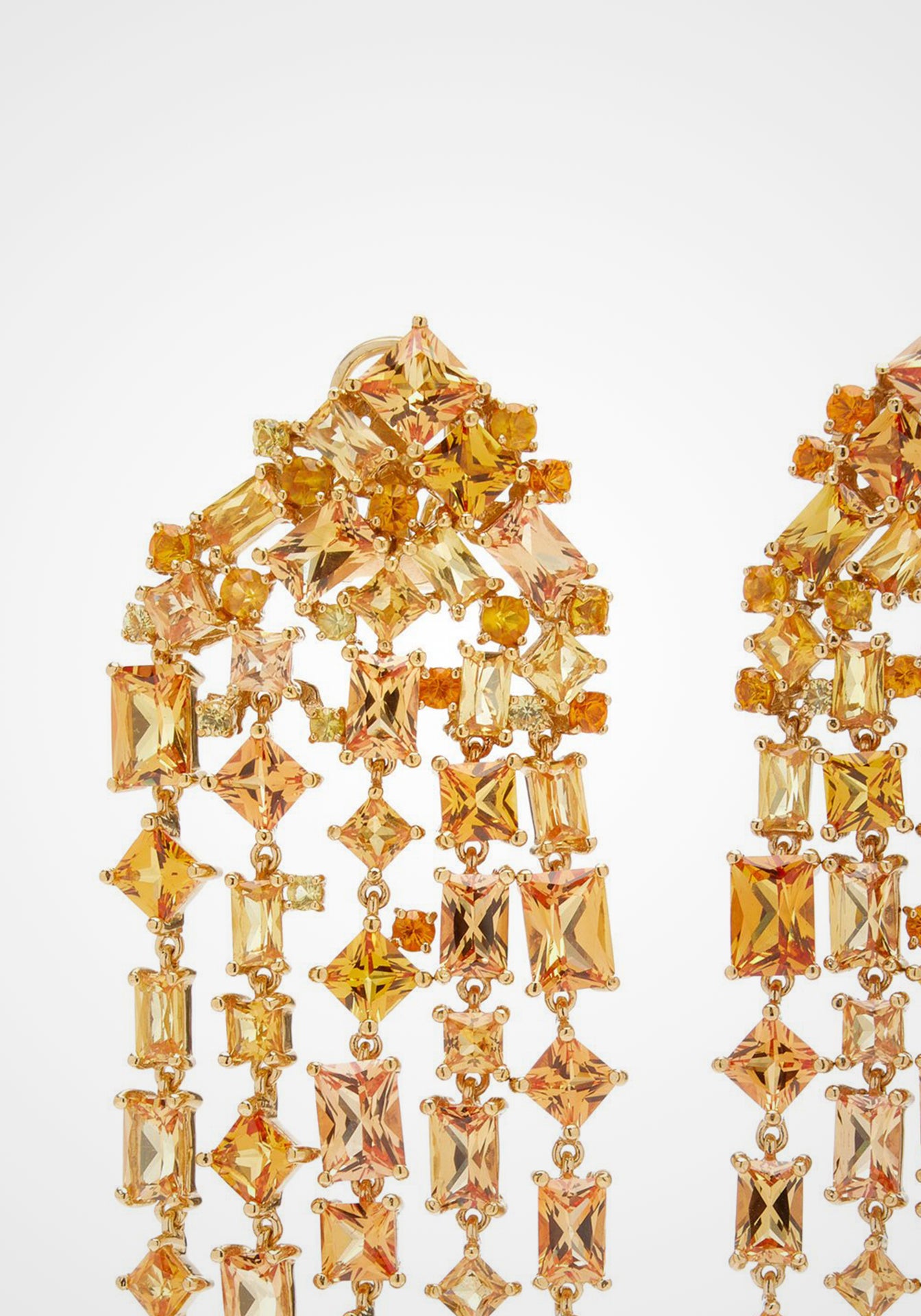 Golden Cascade, 18K Yellow Gold + Orange Citrine Earrings