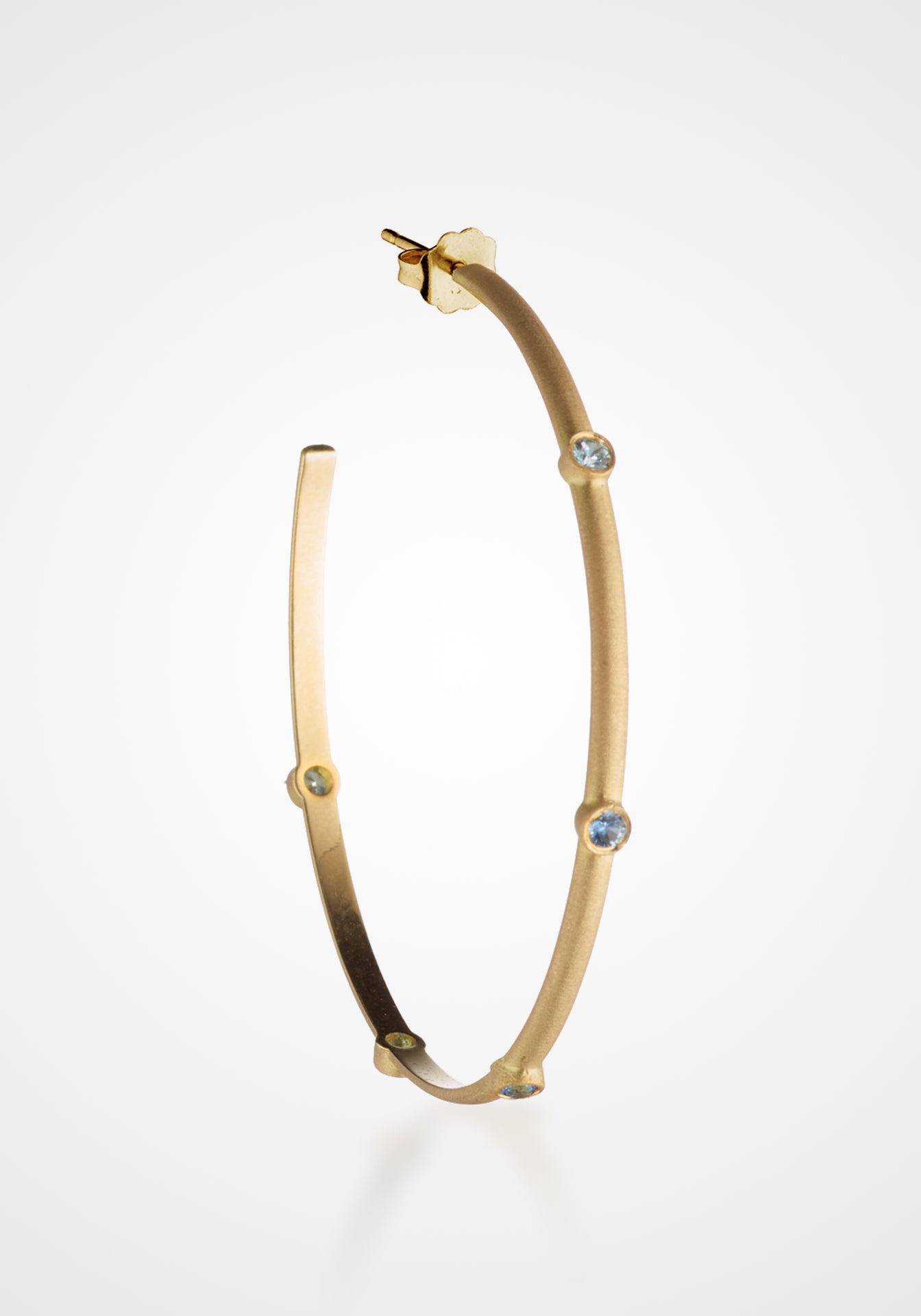 Stone Hoops, 18K Yellow Gold + Sapphire Earrings