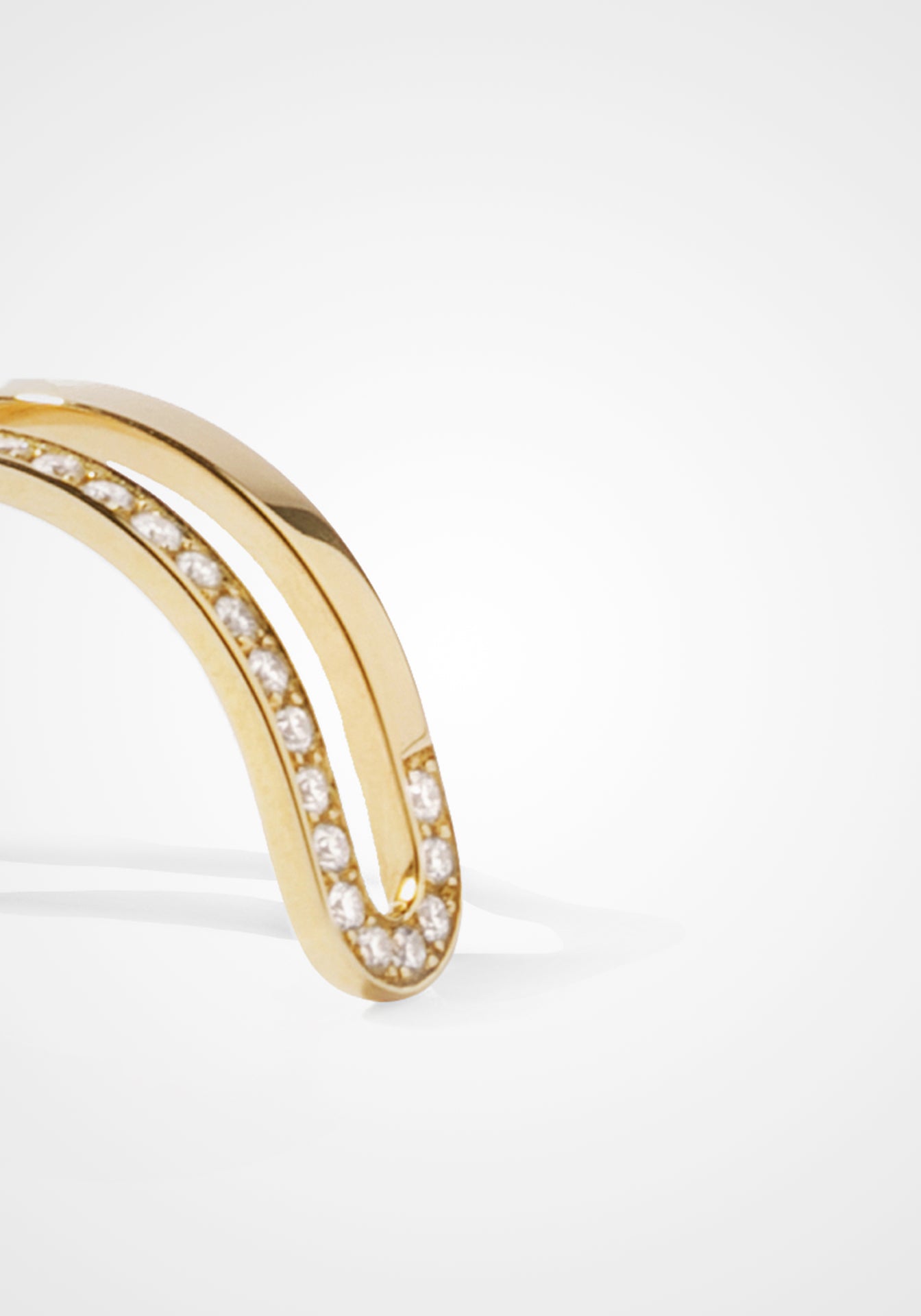 Étreintes Two Row, 18K Yellow Gold + Semi Diamond Pavé Polished Half Ring