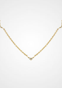 5-V, 18K Yellow Gold + White Diamond Necklace