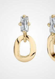 XS Link, 18K Yellow Gold + White Diamond Baguette Stud Earring, Single