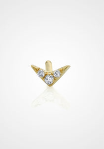 V Stud, 18K Yellow Gold + White Diamond Pavé Earring