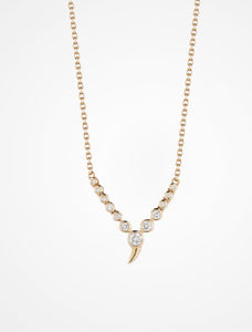 Small Zen, 14K Yellow Gold + Bezel Set Diamond Pendant Necklace