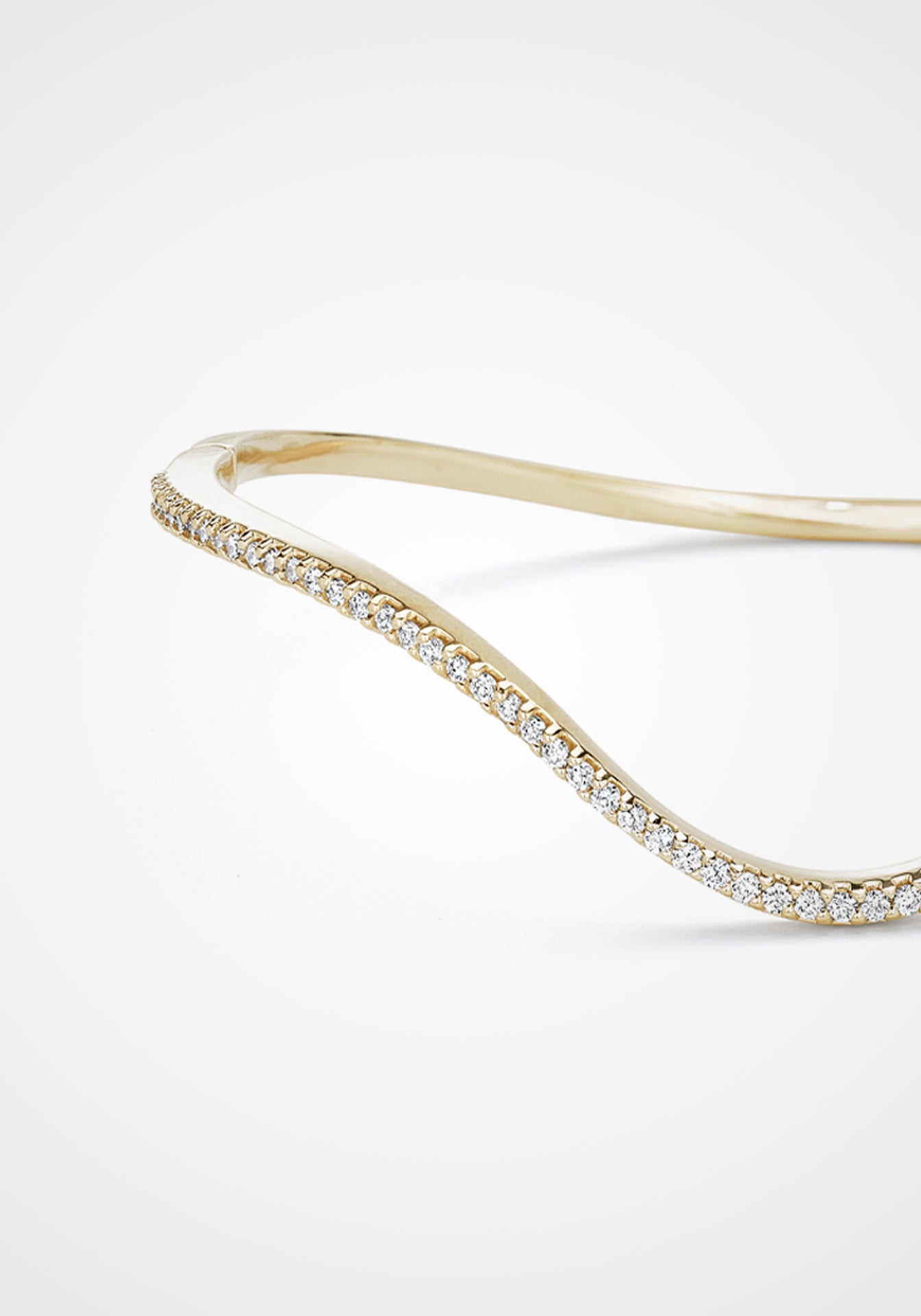 Infinity Curve Hinged, 18K Yellow Gold + Diamond Pavé Bracelet