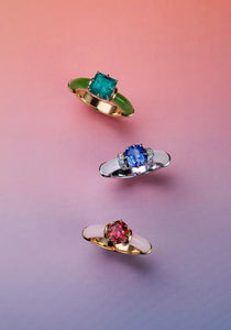 Marina, 18K Yellow Gold, Emerald + Jade Ring