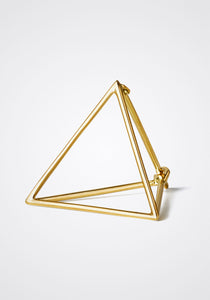 3D Triangle, 18K Yellow Gold Earring, Large