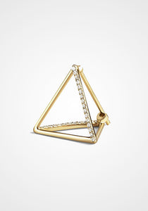 3D Triangle, 18K Yellow Gold + Diamond Pavé Earring, Large
